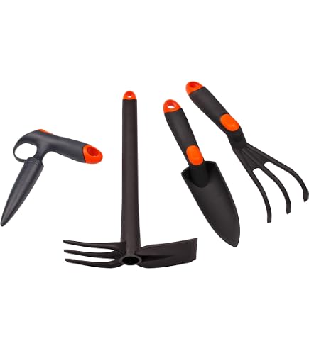 Kit De Jardinage BIKAIN - 3 Outils : Pelle, Fourche Et Cultivateur | Poignées Ergonomiques