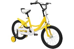 Begoniape Bicicletta per bambini 16 pollici dai 3 agli 7 anni in su, con ruote di supporto, regolabile in altezza, per ragazzi e ragazze e bambini
