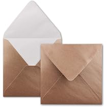 100x Quadratische Briefumschläge Sandbraun – 15,5x15,5 Cm, 120 G/m² – Ohne Fenster, Mit Nassklebung – Für Einladungen & Post