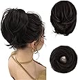BARSDAR Hair Bun Ponytail Extension, Straight Synthetic Hairpiece Fully Short Ponytail Bun Extensions Hair Accessories Elastic Easy Scrunchie for Women
