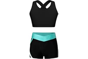 winying Filles T-shirt sans Manche Ensemble de Sport Short de Fitness Soutien Gorge de Sport Brassiere Yoga Ete Bikini Tenue Gymnastique Jogging Debardeur Sportwear