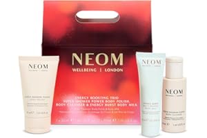 NEOM Energy Boosting Trio Gift Set I Ready-made shower routine I 100% natural scents including spearmint, rosemary and eucalyptus I Cleanser, Polish and Milk for the body