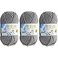 3Pcs 50g Milk Yarn Knitting Cotton Yarn Soft Chunky Hand-Woven Crochet Wool Yarn for Handcrafts Crocheting Knitting (Grey)