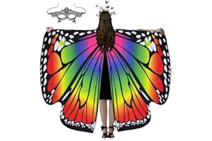 mzoLife Damen Schmetterling Kostüm Faschingkostüme Flügel Schal mit Augenbinde und Schmetterlings-Haarband, Erwachsene Umhang für Halloween Weihnachten Kostüm Cosplay Karneval Fasching