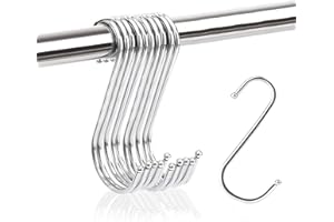 JeoPoom 10 Stück S Haken, 11.5cm S Haken Edelstahl Küchenhaken zum Aufhängen für Hängende Töpfe und Pfannen, Pflanzen, Kaffeetassen, Kleidung, Handtücher in Küche, Schlafzimmer, Bad, Büro und Garten