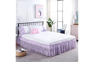 Yinghesheng Spitze Jacquard Bett Rock einfarbig Rüschen Wickel um elastische Bett Hemden ohne Bett Oberfläche Bett Röcke Twin/Full/Queen/King Home Hotel,Light Purple,135x200+40cm