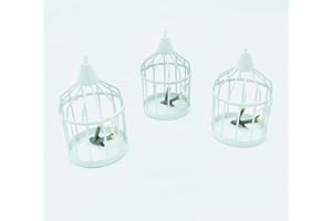 LUNA24 SIMPLY GREAT IDEAS... Vogelkäfige klein 3 Stück, Shabby-Look Deko, Ø 7,5 cm, weiß