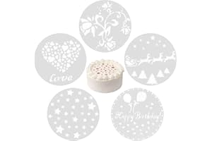 Mecmbj Stencil Decorativi Per Torte, 5 Pezzi Di Stencil Spray Per Fiori Per Torte, Usati Per Strumenti Di Cottura Spray Per Pasticceria Con Setaccio In Polvere Di Zucchero Fai Da Te