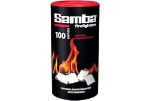 WARMA 100 Samba Firestarters Firelighters Sachets - Odourless Burning & Easy to Light - For BBQs Barbecues Wood Burner Wood-Fired Ovens Stoves Fireplaces & Campfires - 1 Tube