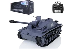 wheelfun Heng Long German Stug III RC Panzer 2.4G 1/16 Maßstab 7.0 Kunststoff RTR IR Combat Lifting Barrel Modell 3868 Smoking Generator BB Pellets BB Shooting Airsoft Tank That Shoot