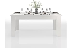 WHOUS Tavolo Allungabile JESI per Sala da Pranzo e Soggiorno, Estensibile da 160 a 210 cm, Tavolo Cucina per 6-8 Persone, Bianco Lucido
