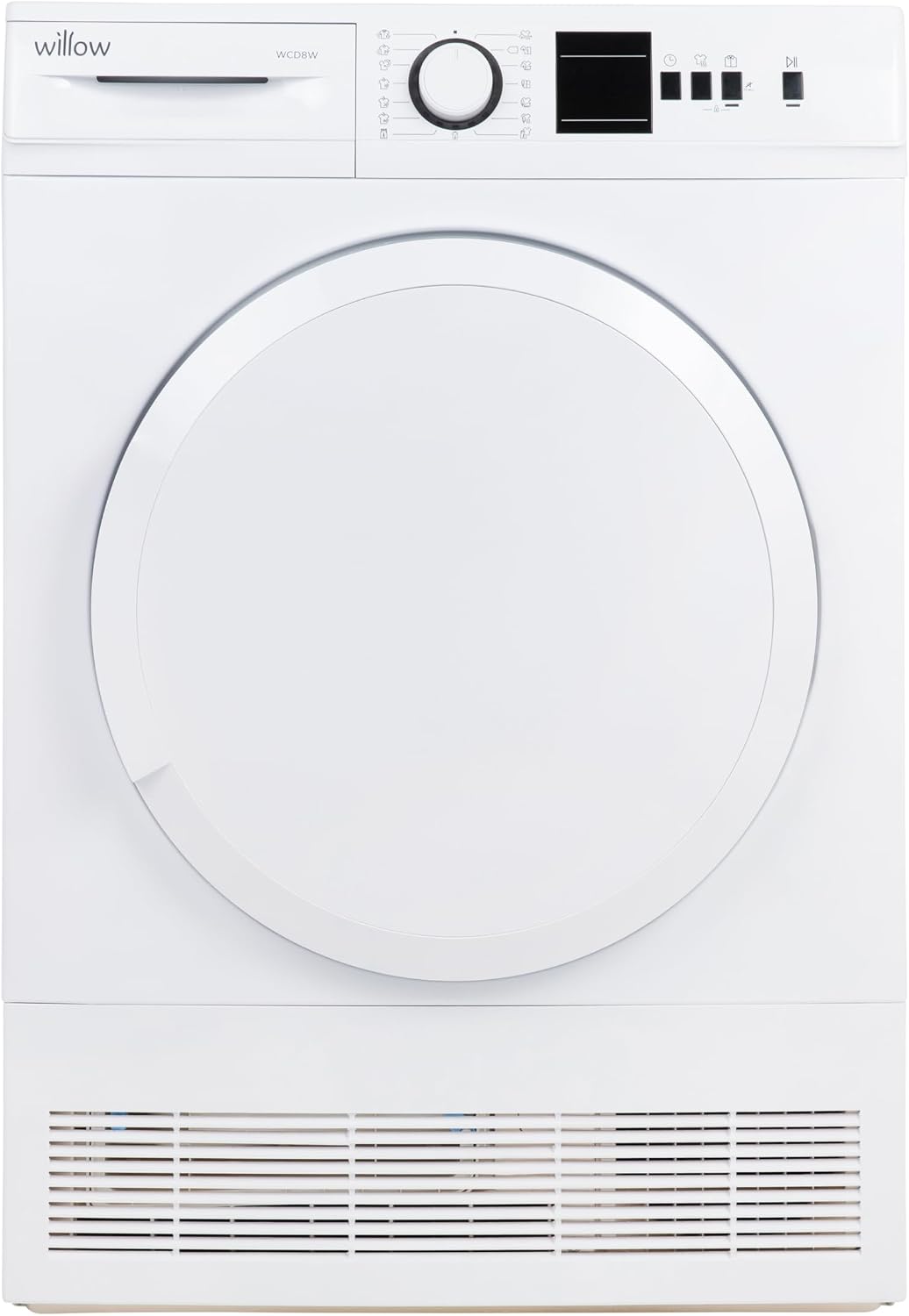 Willow WCD8W 8kg Freestanding Condenser Dryer with 15 Programmes, 3 Button Functions, LED Display