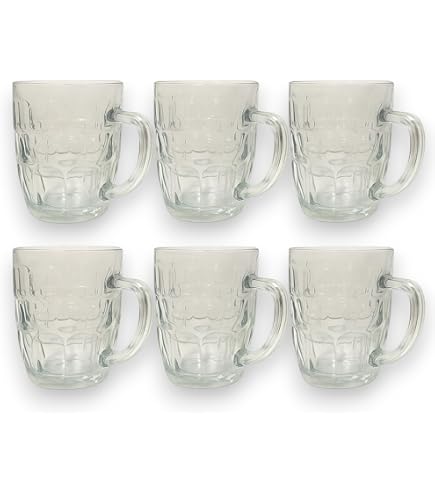 SOUJOY Set 8 Bicchieri Da Birra In Vetro 340 Ml – Con Manico E 8 Cannucce In Acciaio Inox, Trasparenti, Lavabili - 2