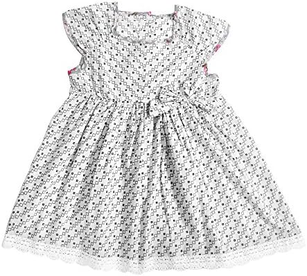 Aikobaby Baby Girls’Floral Printed Bow Infant Cute Summer Knee Length Dress (12-18M, Grey)