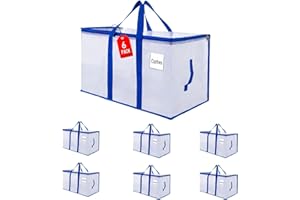 ZFWDSY Lot de 6 Sac de Déménagement, 105L Vêtements grand Sac de Rangement Format avec fermetures éclair et poignées de transport, Alternatives aux Cartons de Déménagement