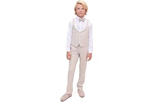 Lilax Boys Formal Suit 4 Piece Vest, Pants and Tie Dresswear Suit Set