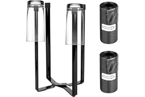 RUCUDIM Stojak kuchenny, stojak, regał, worek na śmieci, metalowy uchwyt na worki na śmieci, wielofunkcyjny blat roboczy, kubki, butelki, suszenie, regał do suszenia, składany do plastikowych toreb,