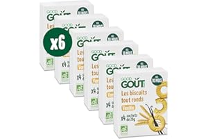 GOOD GOÛT - Les Biscuits Tout Ronds Vanille - Biscuits Bébé - Dès 10 Mois -Bio - Sans Huile De Palme - 4 Sachets - Lot de 6
