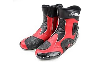 MRDEAR Motorradstiefel Kurz aus Leder Wasserdicht Motocross Stiefel Herren Motorrad Stiefel Motorradschuhe Touren Racing Cross Stiefel, Schwarz & Weiß