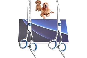 Bubuxy Hunde Scheren, Gebogene Schere Hund Fellschere Für Hunde, Hund und Katze Sicherheit Runde Spitze Grooming Schere, Edelstahl-Fellschere für Hunde und Katzen