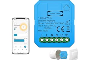 Cloud Even wifi Led Triac Dimmer 220V 150W Modulo per luci LED dimmerabili interruttore intelligente,2-Way,Tuya APP Control Con timer Deviatore, Compatibile Con Alexa Google Home (CLWD05 1C)