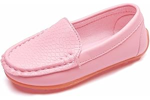 UNOSHENG Kinder Mokassins Bootsschuhe, MäDchen Weiches Leder Loafer Jungen Flache Halbschuhe Rutschfest Ballerinas Leichte Bohnen Schuhe Kinder Freizeitschuhe Barfussschuhe Kinder Lauflernschuhe Kinderschuhe