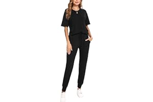 Irevial Sportivo Donna Completo,Completi Sportivi Donna Due Pezzi, Tuta Donna Sportiva Estiva, T-Shirt & Pantaloni Casual, Elegante Tuta Donna Ginnastica per Jogging, Training, Casa, Fitness