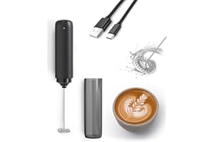 JIMYIU Mousseur à Lait Électrique, Mousseur de Lait Rechargeable USB et Mini pour Café/Café au Lait/Cappuccino/Chocolat Chaud