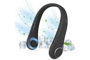 CNMTCCO Portable Neck Fan - Bladeless Free Mini Fan with 360° Airflow, USB Rechargeable Wearable Cooling Fan for Sports, Indoor and Outdoor Use (Black)