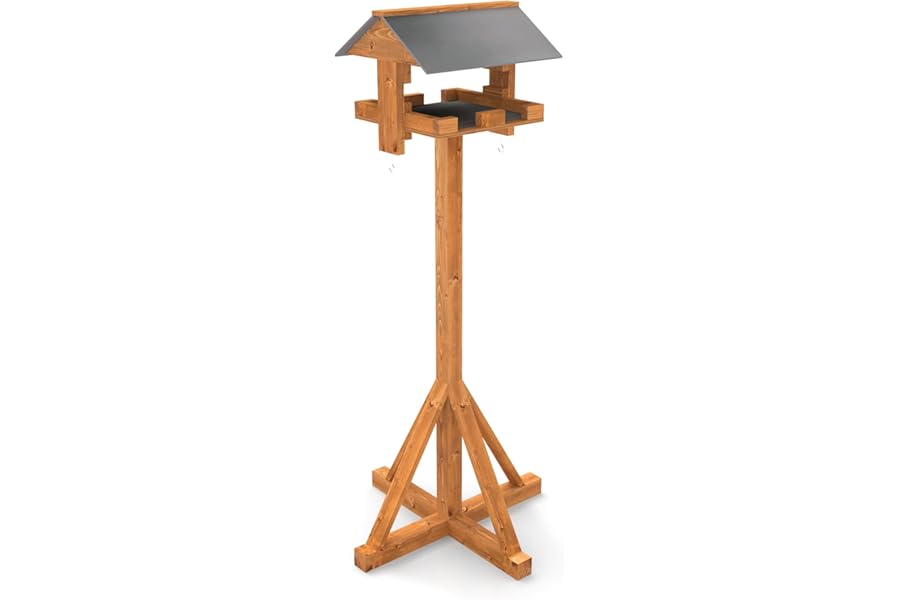 Maypole Adjustable Bird Table with Easy Clean Removable Base (Slate-Effect Roof)