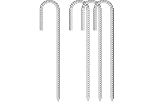 CHYAYA 4 Pack Tent Pegs, 12 Inch Heavy Duty Galvanised Steel Ground Rebar Stakes J Hooks Anchors Anchorage Stakes Tent Pegs for Camping Tents Trampoline Canopies