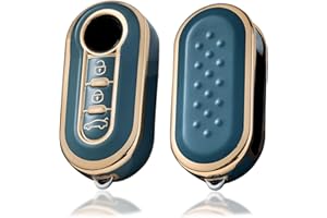 Juttzzei Autoschlüssel Hülle FIAT for FIAT 500 Brava Bravo Ducato Doblo Delta Fiorino Grande Punto Panda Palio Scudo Sedici Lancia Schlüsselhülle, TPU FIAT 500 Schlüsselhülle - 3 Tasten(Blau-Grau)