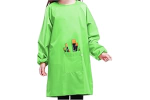 MESU Children's Art Smock Kids Waterproof Artist Painting Apron Long Sleeve Children Apron