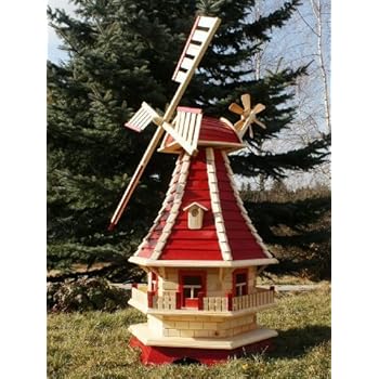 XXL windmühle, Gartenwindmühle 100 cm, zweistöckig 2 Balkone aus Holz