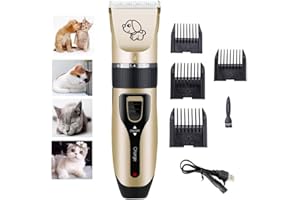 CaaWoo Tosatrice per Cani, Tosatrice Professionale, Senza Fili Kit Tosatore Bellezza Cani Tagliacapelli Animali 5-Speed, Professionale Animale Tosatrice Elettrica con 4 Pettine per Animali Cani Gatti