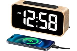 GOLOZA Digital Alarm Clock for Bedrooms, Digital Clock with LED Display, 0-100% Brightness Dimmer, Adjustable Alarm Volume, Dual Alarm, 12/24H, Snooze, Power-Off Memory, Small Desk Clock for Bedside