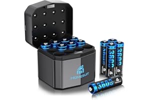 Homesuit 12PCS Batterie Ricaricabili AA, 1,5V 3600mWh Pile Ricaricabili AA con Caricabatterie per Giocattoli, Fotocamere Digitali, Sport & Attività all'Aperto