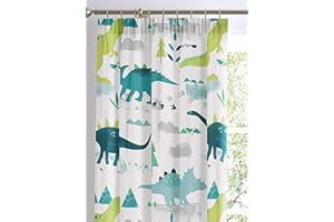 Bedlam - Dino - Glow In The Dark Lined Pencil Pleat Curtains - 66" Width x 72" Drop (168 x 183cm) in Multicolour
