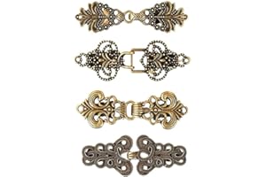 NANJIL CAREOR 4 Pair Vintage Sweater Swirl Clip Cape Cloak Clasp Fasteners Sew On Hooks Eyes Cardigan Clip Retro Cardigan Clip Shawl Collar Clasp Dress Shirt Brooch Clip for Girl Women