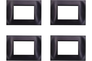 ZOREI 4 Pezzi Placche Compatibile Con Bticino Living, Placche Plastica Quadrata (3 Posti/Moduli,Nero)