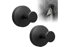 Cimown 2 Gancho Ventosa, Ganchos con Ventosa, Ganchos Para Baño, Extrafuertes, con Ventosas, Ganchos De Rosca, Ganchos Para Toallas, Ganchos Para Albornoces (Negro)
