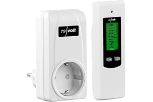 revolt radiotemperaturbrytare: Vägguttagstermostat, för värme- & klimatanläggningar, mobil kontrollenhet, räckvidd max 20 met
