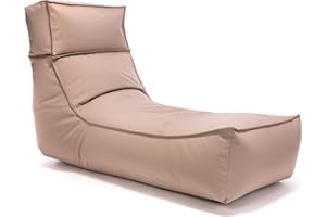 Ecopuf Camel - Pouf pour Chaise Longue - Puff Fauteuil pour extérieur imperméable avec appuie-tête Repose-Pieds Amovible – Chaise Longue en Polyester Oxford 600D imperméable