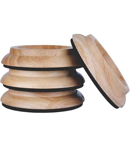 KingPoint Protectores Para Patas De Piano - Juego De 3, Madera De Roble, Diámetro 126 Mm, Protege Suelos Y Alfombras