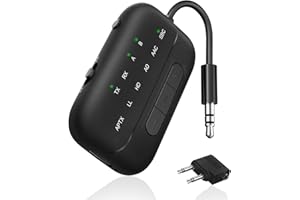SONRU 2025 Newest Bluetooth 5.3 Transmitter & Receiver, Supports 2 Headphones Dual Connection, aptX-Low Latency Bluetooth Adapter, 3.5mm Aux Jack Audio Transmitter for TV/Plane/Travel/Gym/Car, Black