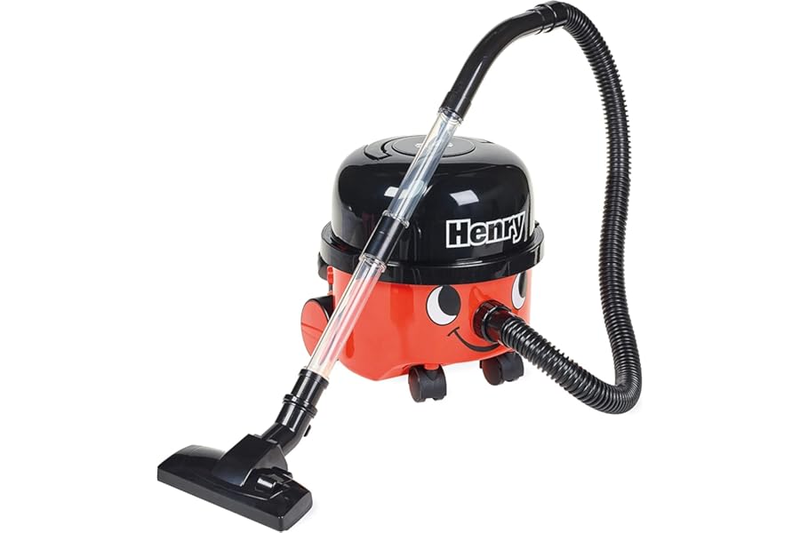 Casdon Henry & Hetty Toys - Henry Vacuum Cleaner - Red Vacuum Cleaning Toy with Real Function & Nozzle Accessories - Kids Cleaning Set - For Children Aged 3+