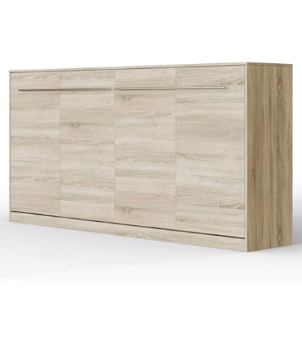 Murphy Tweepersoonsbed, 135 x 190 cm, multifunctioneel, met inklapbare planken en lade, wit