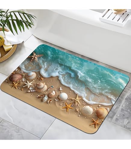Britimes Badematte Mit Seestern-Design – Rutschfest, Saugstark, 50x80 Cm
