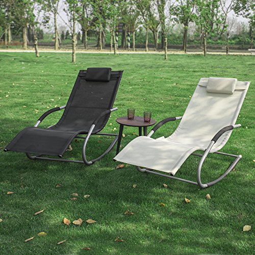 SoBuy® Swingliege, Schaukelliege, Sonnenliege, Liegestuhl ,Gartenliege, Gewebe in Schwarz,OGS28-SCH - 6