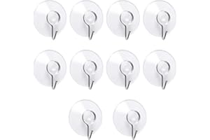 Annefly Suction Cup Hooks 10pcs 40mm Transparent Sucker Hook for Kitchen Bathroom Door Ceiling Detachable Reusable Suction Hooks No Scratch Waterproof(10pcs)